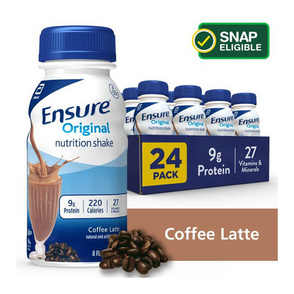 Abbott Ensure Original Nutrition Shake, Coffee Latte, 8 Oz/24 Pack